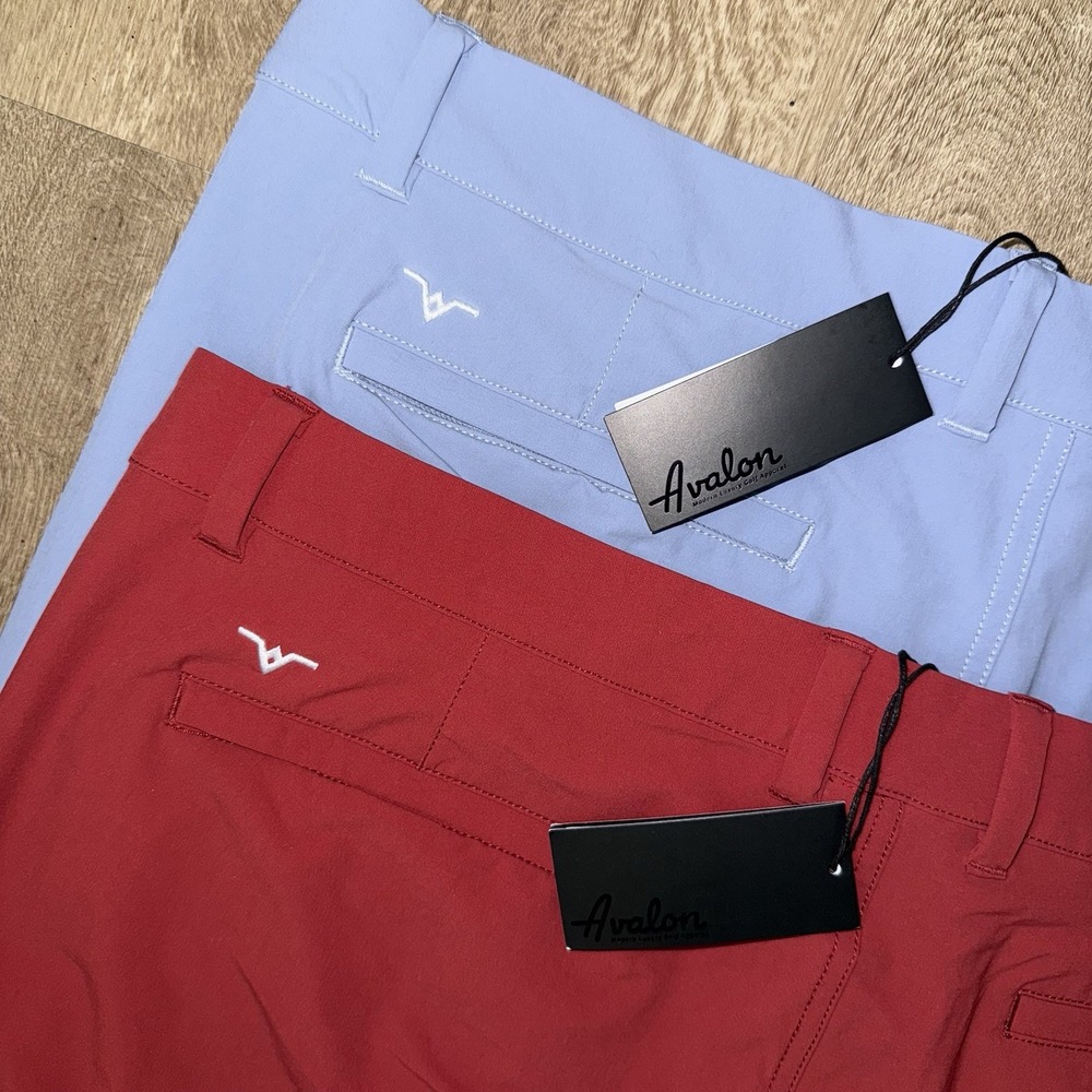 NWT Lot Of 2 Avalon 9" Performance Golf Shorts Men's 40 Blue Red Stretch Chino